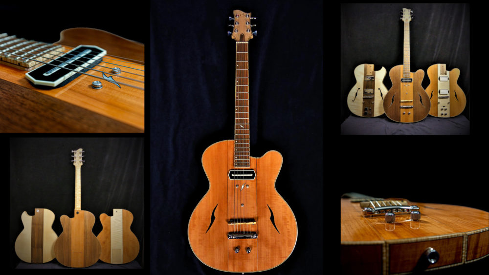 Guitare Osiris, Guitare Voyageuse et Modulaire - réalisée par Hervé BERARDET Maître Artisan Luthier, atelier Guitare et Création - Tous droits réservés - Montages Poirier