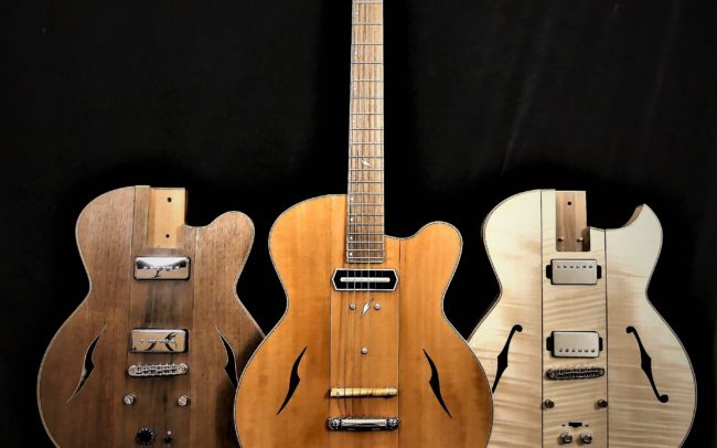 Guitare Osiris, Guitare Voyageuse et Modulaire - réalisée par Hervé BERARDET Maître Artisan Luthier, atelier Guitare et Création - Tous droits réservés - les 3 configurations - 1