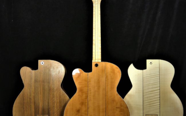 Guitare Osiris, Guitare Voyageuse et Modulaire - réalisée par Hervé BERARDET Maître Artisan Luthier, atelier Guitare et Création - Tous droits réservés - les 3 configurations - 3