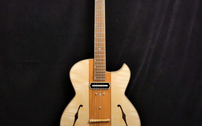 Guitare Osiris, Guitare Voyageuse et Modulaire - réalisée par Hervé BERARDET Maître Artisan Luthier, atelier Guitare et Création - Tous droits réservés - Centre Poirier + Erable - 1