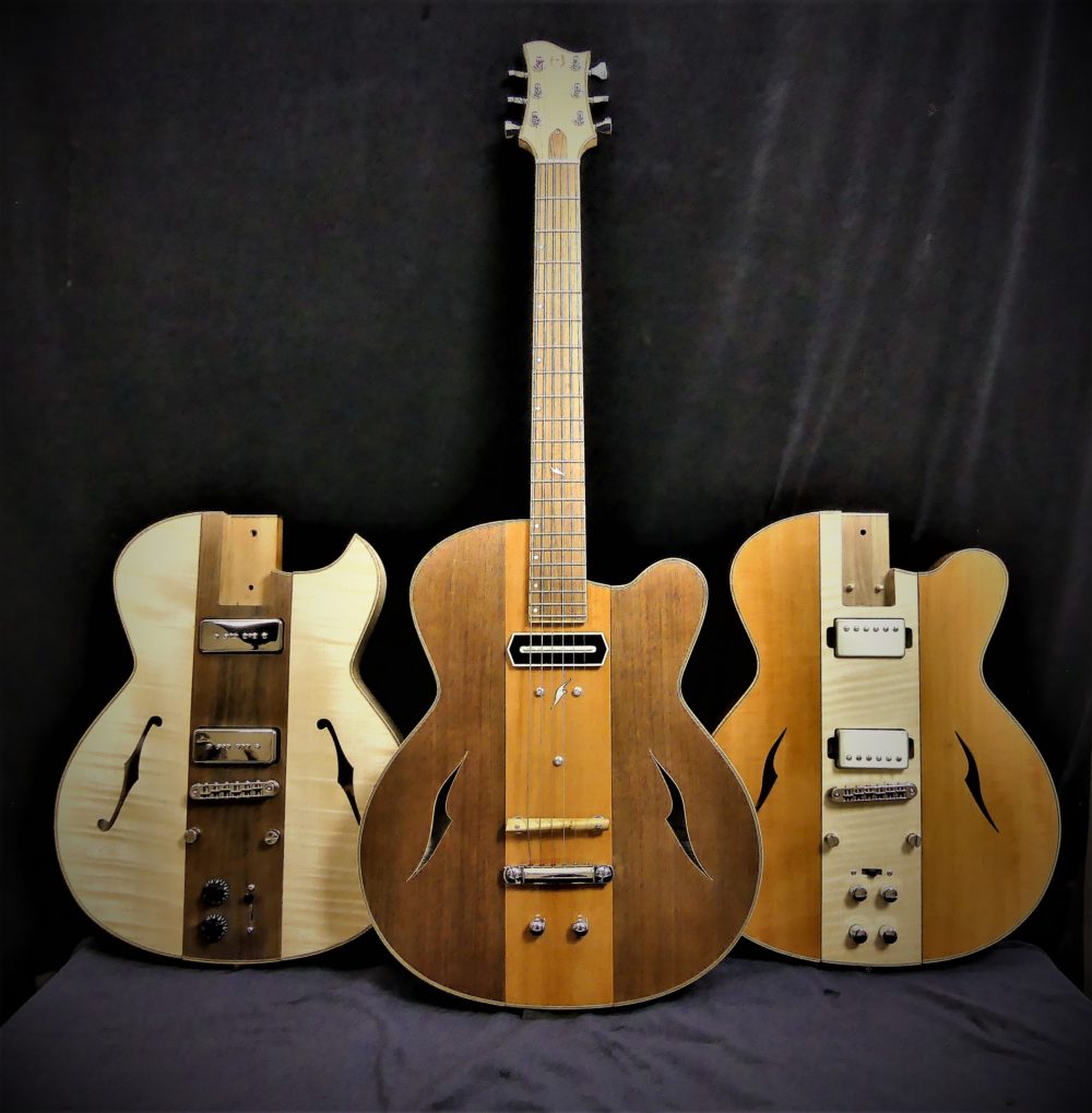 Guitare Osiris, Guitare Voyageuse et Modulaire - réalisée par Hervé BERARDET Maître Artisan Luthier, atelier Guitare et Création - Trio Osiris Centre Poirier 2