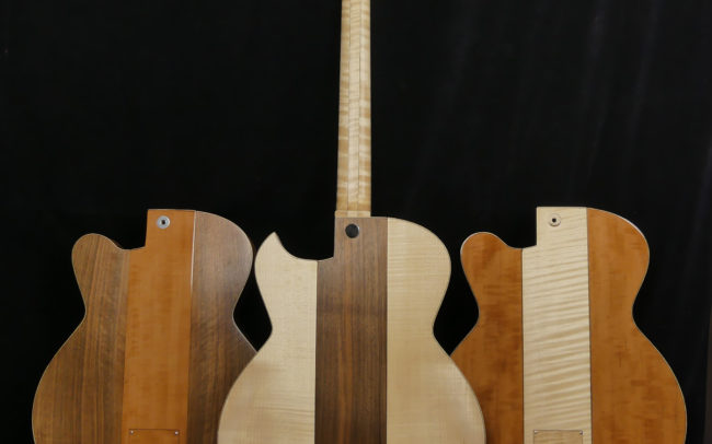 Guitare Osiris, Guitare Voyageuse et Modulaire - réalisée par Hervé BERARDET Maître Artisan Luthier, atelier Guitare et Création - Trio Osiris Centre Noyer Dos 3