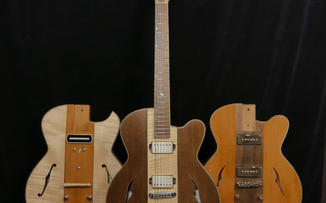 Guitare Osiris, Guitare Voyageuse et Modulaire - réalisée par Hervé BERARDET Maître Artisan Luthier, atelier Guitare et Création - Trio Osiris Centre Erable 1